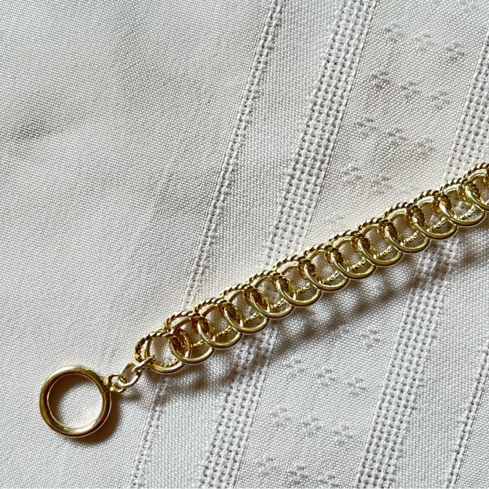 Chainmaille Rope & Smooth Texture Rings Bracelet Double Link Charm Bracelet - Picture 9 of 16